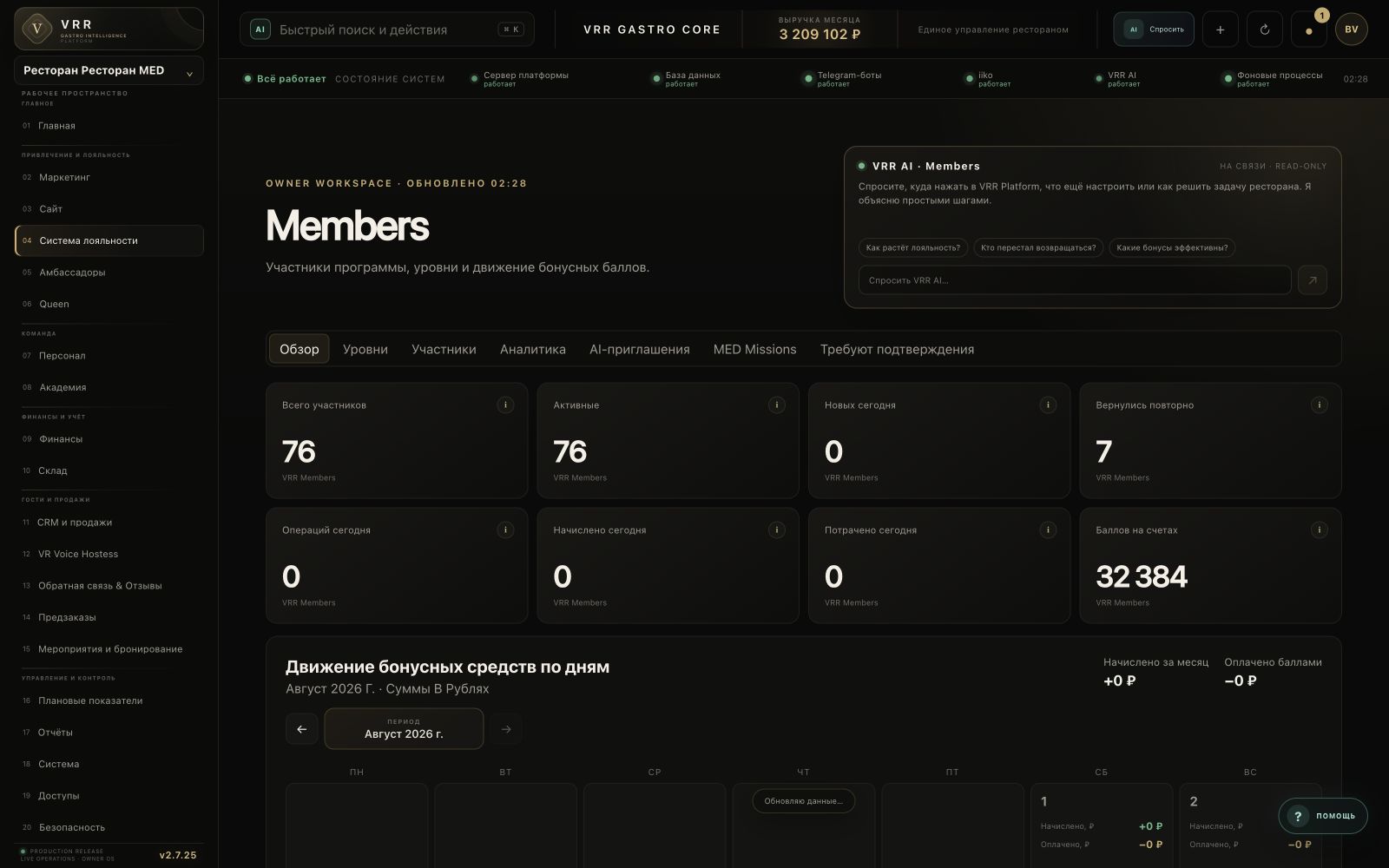 Members — актуальный полноразмерный экран VRR Platform